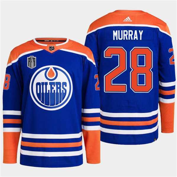 Men%27s Edmonton Oilers #28 Connor Brown Royal 2024 Stanley Cup Final Patch Stitched Jersey Dzhi